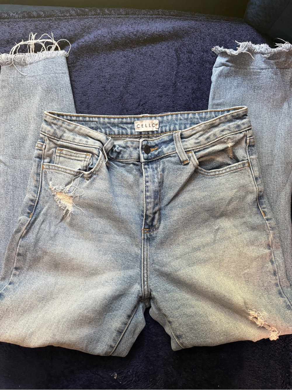 Cello Light Blue High-Rise Distressed Women's Jeans